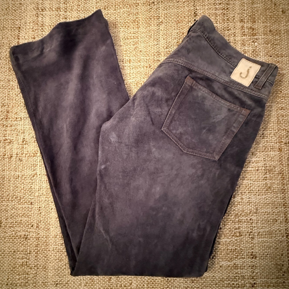 June Jeans Women's Size 28 Gray Leather Suede Flare Bell Bottom Vintage